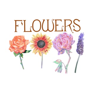 Vintage Flowers - Rose, Sunflower, Peony & Lavender T-Shirt