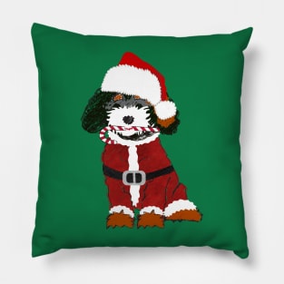 Cute Cartoon Bernedoodle Santa Dog Pillow