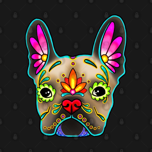 French Bulldog in Fawn - Day of the Dead Sugar Skull Dog by prettyinink