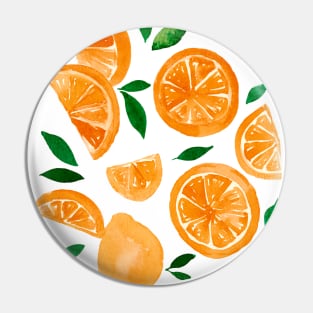 Watercolor lemons orange and green Pin