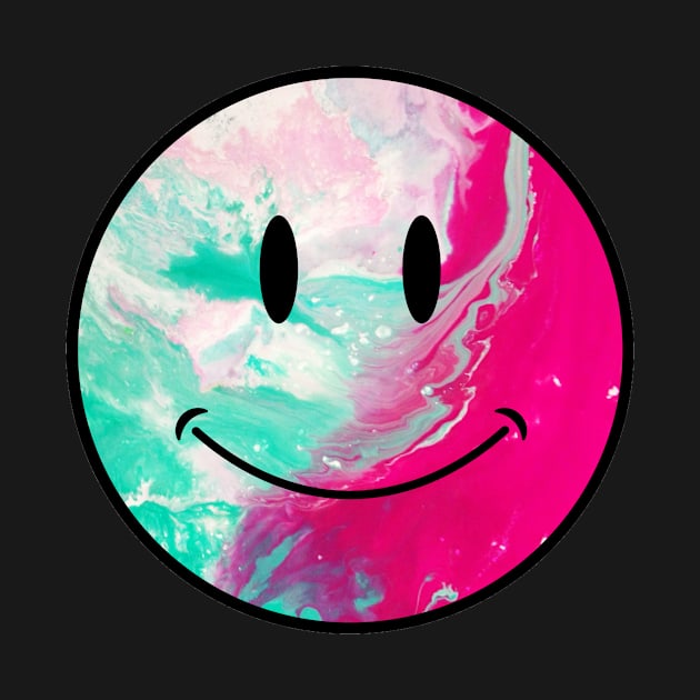 electric neon psychedelic oil spill smiley face by opptop