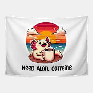 Kawaii Axolotl Coffee Lover Tapestry