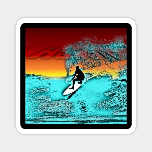 Hawaii Surfer Sunset Wave Drop Magnet
