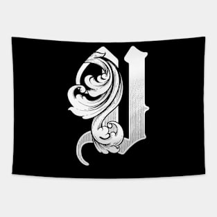 illustration of V font vintage style hand drawing design Tapestry