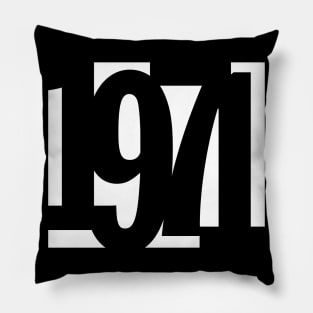 1971 Funky Overlapping Reverse Numbers for Dark Backgrounds Pillow