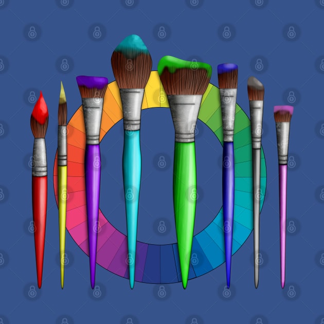 Fun Artist Painter Art Brushes Color Wheel by macdonaldcreativestudios