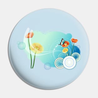 Floral buterfly aqua Pin