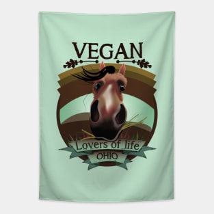 Vegan - Lovers of life. Ohio Vegan (dark lettering) Tapestry