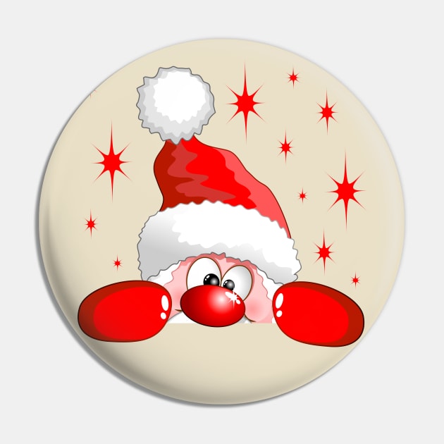 Funny Santa and Reindeer Cartoon Pin by BluedarkArt