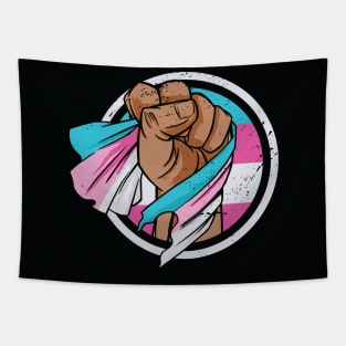 Fight for Trans Rights // Protest Fist with Transgender Flag Tapestry