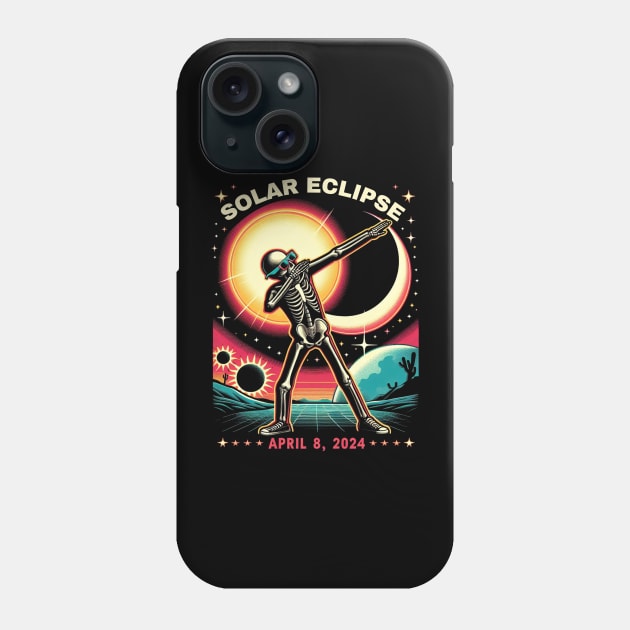 Dabbing Skeleton Total Solar Eclipse 2024 wearing Glasses Phone Case by HBart