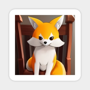 Fox Cute Sitting on Chair Magnet