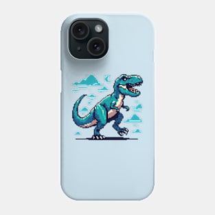 Blue T rex Pixel Phone Case