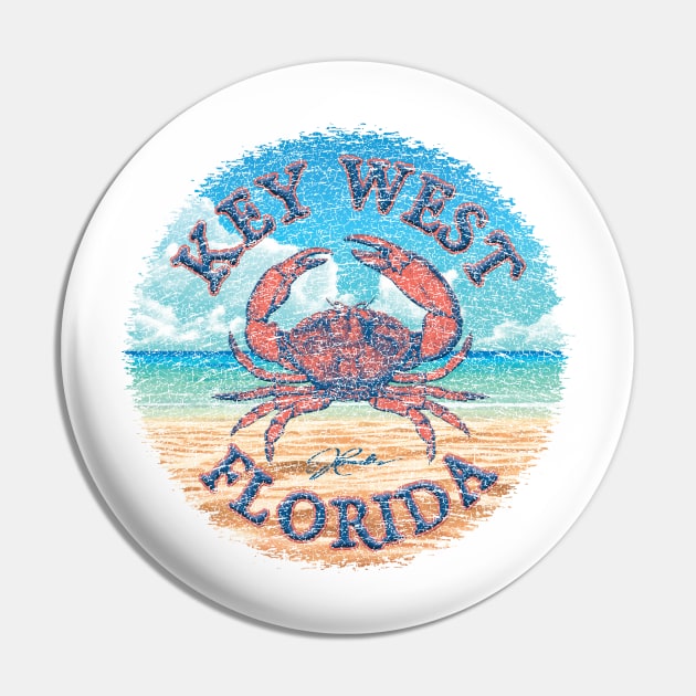 Key West, Florida, Stone Crab on Beach Pin by jcombs