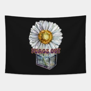 Peace White Daisy Watercolor Tapestry