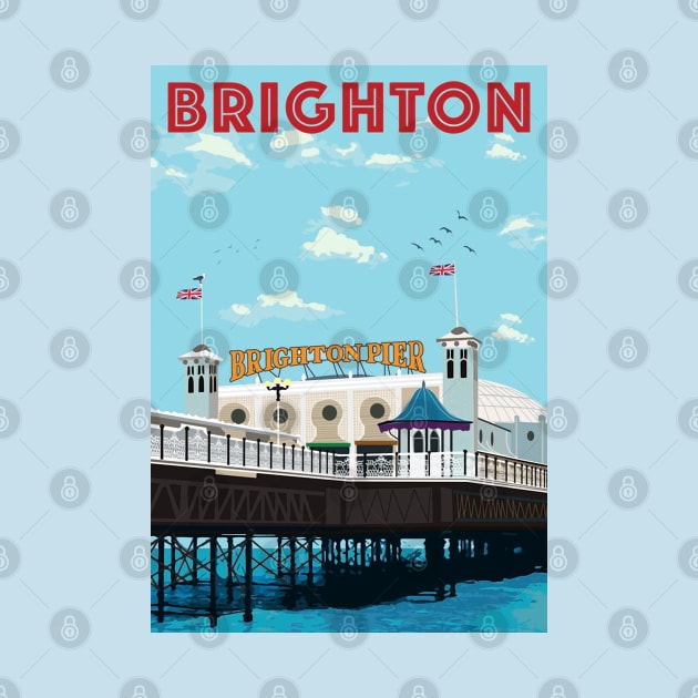 brighton pier classic travel art by YulisArtiyanaSiregar