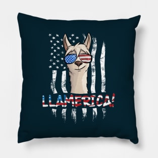 LLamerica American Flag LLama Pun Pillow