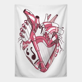 Pink and White No 2 Musical Heart Tapestry