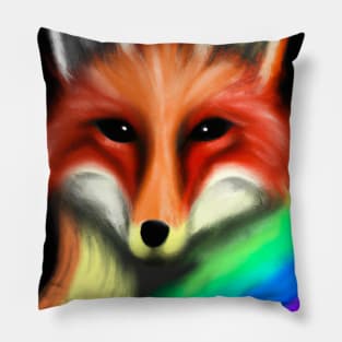 Rainbow Fox Pillow
