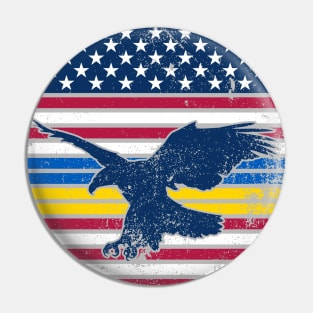 Ukraine and American Flag with Eagle Pin