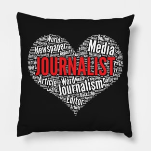 Journalist Heart Shape Word Cloud Journalism print Pillow