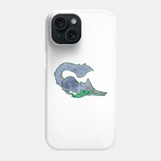 Black cat green and silver Phone Case