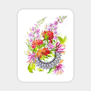 Summer Allegory  Watercolor Painting Magnet