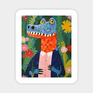 Crocodile and flowers Magnet