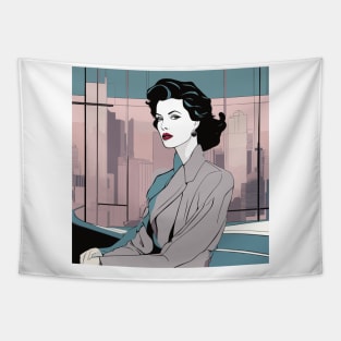 Mysterious Muse Art Deco Patrick Nagel 80s Tapestry