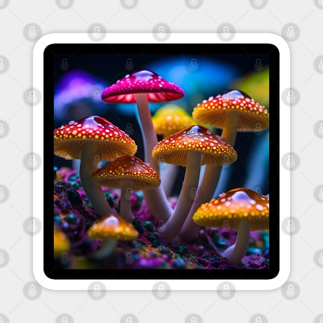 Psychedelic Magic Mushrooms Magnet by PurplePeacock