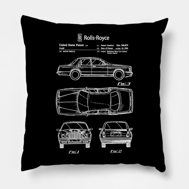 Rolls Royce Patent White Pillow by Luve