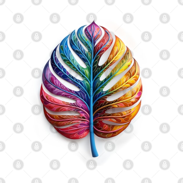 Rainbow monstera leaf by BloodRubyz