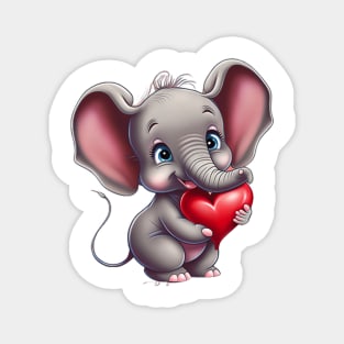 Baby elephant holding a heart Magnet