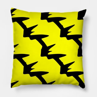 Yellow background with black barbed wire, thorns Pillow