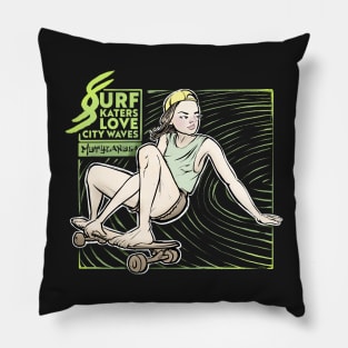 Surfskaters love city waves Pillow