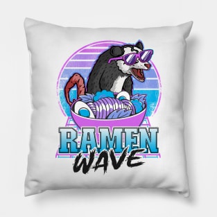 Ramen Wave Opossum Retrowave Sunset Pastel Goth Pillow