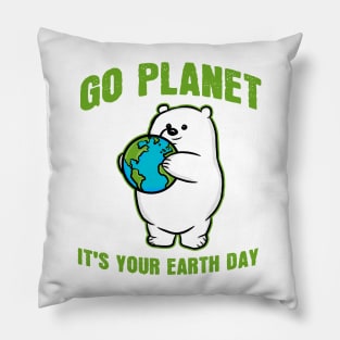 Go Planet It's Your Earth Day Polar Bear Pillow