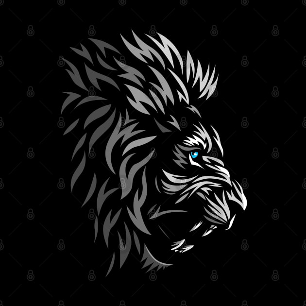 Tribal profile lion by albertocubatas
