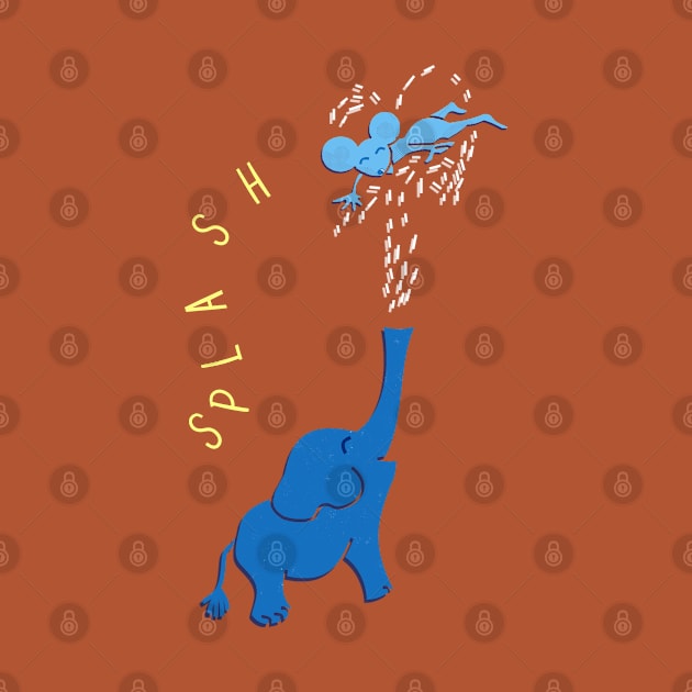 Elephant and Mouse Playing with Water - Summer Design For Kids by Luli and Liza