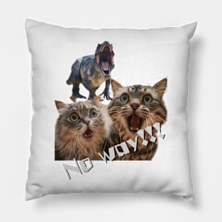 Cats surprised by encountering dinosaurs Pillow