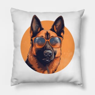 German shepherd orange sunglasses Pillow