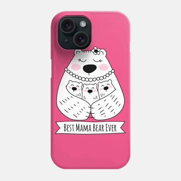 Best Mama Bear Ever - 3 Kids Phone Case by HappyCatPrints