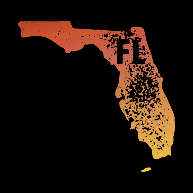 US state pride: Stamp map of Florida (FL letters cut out) by AtlasMirabilis