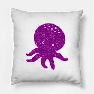 Cute Purple Octopus Drawing Pillow