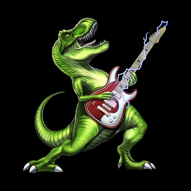 T-Rex Dinosaur Playing Guitar by underheaven