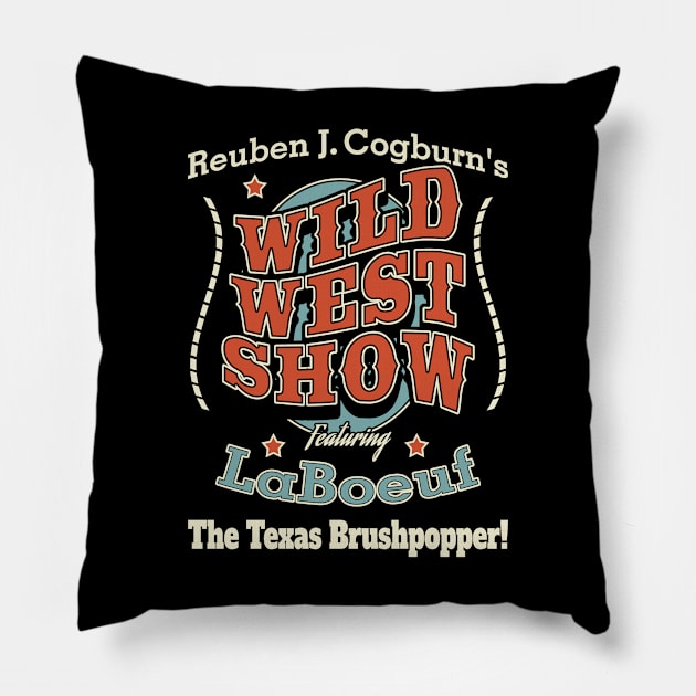 Reuben J. Cogburn's Wild West Show Pillow by robotrobotROBOT
