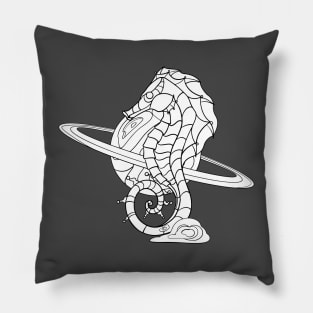 Space Seahorse Outline Pillow