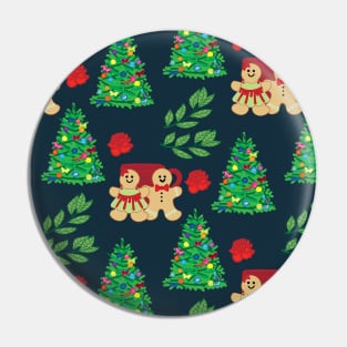 Christmas Tree Pattern with Gingerbread Men Pin