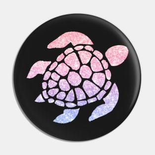 Pastel Pink Purple Ombre Faux Glitter Turtle Pin