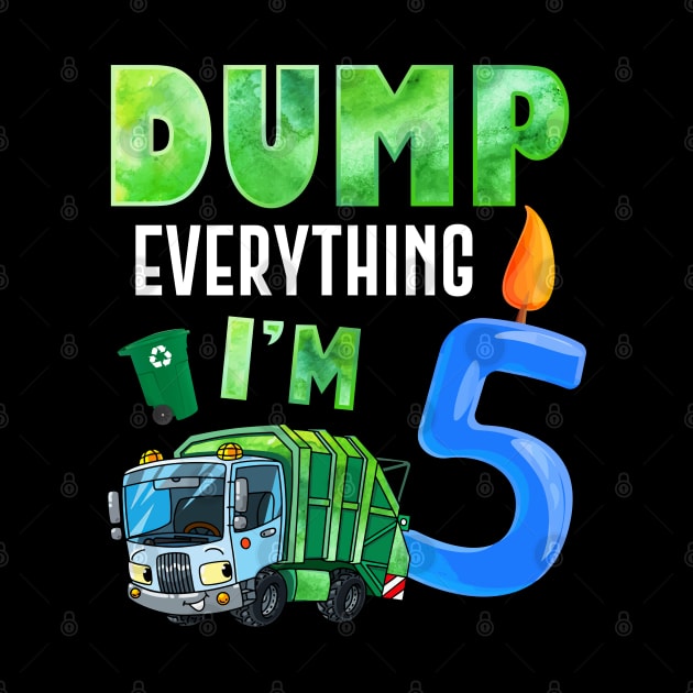 Recycling Trash 5 Years Old Garbage Truck 5th Birthday Kids by ReneeShitd